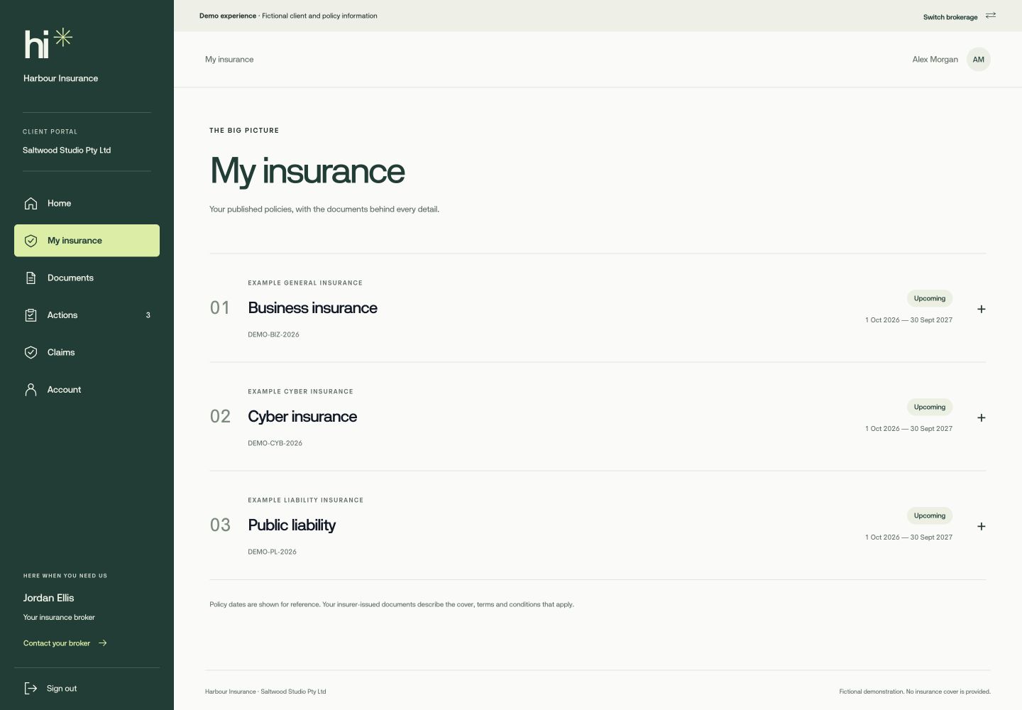 FolioEngage insurance and documents view